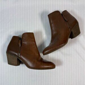 Frye Judith Brown Leather Ankle Booties Double Side Zipper Womens 10